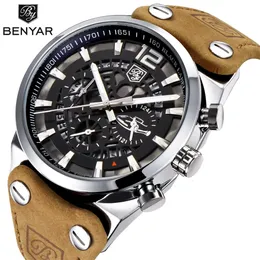 Relógios de pulso Benyar Homens Assista Top Luxo Cronógrafo Mens Relógios Moda Multifuncional Esporte À Prova D 'Água Quartz Mens Watch BY5112M 231025