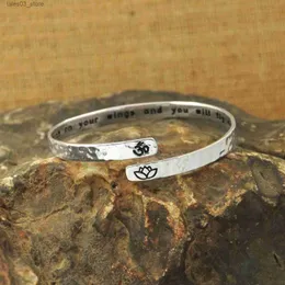 Charm Bracelets Personalized Yoga Bracelet Cuff Bangle Religion Jewelry Luck Bangle For Women Men OM Ohm Aum Bangle Lotus Flower Bangle Bracelet Q231025