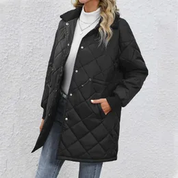 Женские куртки 2023, зимние женские хлопковые пуховики, свободные парки, верхняя одежда, модное теплое пальто-пуховик с решеткой, женское стеганое пальто Casaco