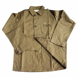 メンズジャケットネイビーHBT USNジャケットスーツスーツコートレトロWW2 US Army America Uniform for Men Training Windbreaker Khaki witter yq231025