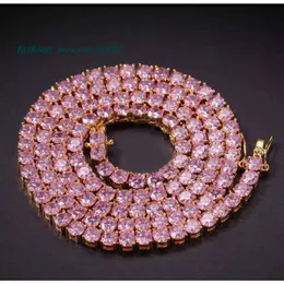 SGARIT Gioielli personalizzati all'ingrosso vvs Rosa Viola Moissanite Catena da tennis Collana in oro rosa 16 polliciDiamante Moissanite con diamanti