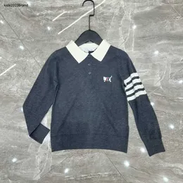 New Kids Polo Shirt Stripe Stitching Design Baby Label Saleging Size 100-150 T-shirt Long Sleeved for Boy and Girl Oct25