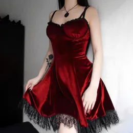 Casual Dresses Y2K Robe Gothic Lace Velvet Dress for Women Sexig Sling Corset Halloween Party Elegant Princess Prom Club A Line