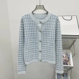 1025 2023 pista outono marca mesmo estilo camisola manga longa tripulação pescoço azul roupas de moda alta qualidade das mulheres qianxi