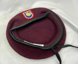 Berets US Army 82nd Airborne Division Purplay Red Beret Major Insignia Military Hat Reenactment