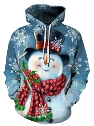 Customized Hoodies & Sweatshirts Blue Snowman Mens Hoodie Christmas hooded sweater 3D digital printing women's loose casual sweater
