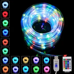 ديكورات عيد الميلاد 24Key 16Color USB التحكم عن بُعد الأضواء PVC الضوء الملون النحاس الأسلاك RGB تزيين 231025