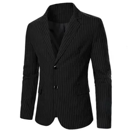 Blazer masculino com design de linha simples, bolso com botão, casual, formal, reunião, casamento, noivo, jantar