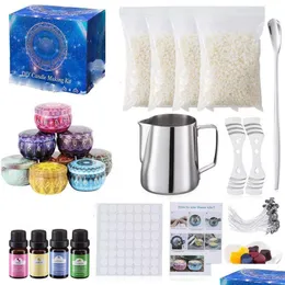 Candele Kit completo di strumenti per la creazione di candele fai da te Forniture Candele profumate Creazione di principianti Set Crogiolo di cera di soia Barattoli di olio profumato Tintura Dhyyb