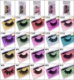 3D False Eyelashes 1 par färguppsättning tjock stil europeisk och amerikansk ögonfrans pinspett piskborste i detaljhandelsväska4183316