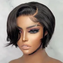 Lace Wigs Pixie Cut Wig Human Hair Short Bob Wigs Side Part Straight Lace Front Wigs GluelessTransparent Lace Frontal Wig 231024