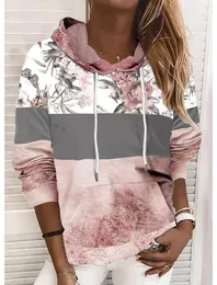 Women's Hoodies Autumn Hooded Sweatshirt Fashion Floral Graphic Printed Top Winter Elegant Simple Aesthetic Femele Clothing Pullover