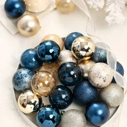 Decorações de Natal Azul Luxo Bola de Plástico 6 CM Enfeites de Natal Ano Venda Bauble Pingentes Decorações de Árvore de Natal Adornos Navidad 231024