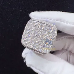 Anelli hip-hop da uomo di lusso con diamanti Moissanite ghiacciati in argento sterling 925