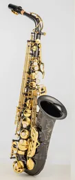 Saxofone alto eb alto, latão, preto, níquel, dourado, tipo chave, sax plano, instrumento de sopro de alta qualidade, em estoque com acessórios