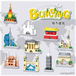 Blocks Mini Street View City Architecture Building Blocks Food Fruit Store Shop House Model Bricks Puzzle Kits Castle Toys for Kids R231025