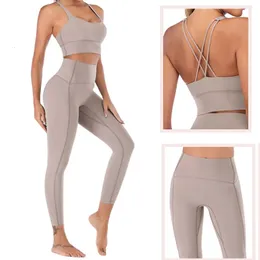 Yoga outfit NakedFeel Set Leggings Women Fitness Su For Clothes High midje Gym Träning Sportkläder Sportkläder 231024