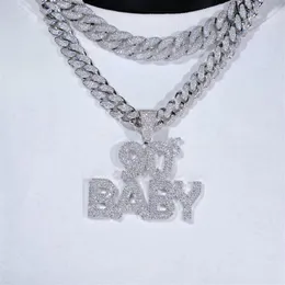 Iced Out Bling Hip Hop CZ Letters 90s Baby Pendant Necklace Gold Silver Color Zircon 90 Charm Necklace Men's Women Jewelry317R