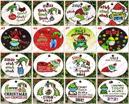 2021 Grinch Christmas Ornament Xmas wiszące ozdoby do wystroju drzew Bombki Inside Sublimation Sublimation Blanks9056859