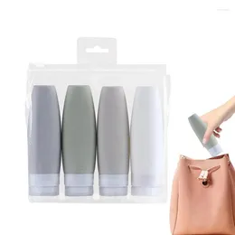 Garrafas de armazenamento portátil silicone viagem tsa aprovado à prova de vazamento 4pcs higiene pessoal garrafa espremível para loção shampoo