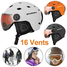 Лыжные шлемы Профессиональный шлем для взрослых 16 вентиляционных отверстий Высокое качество катания на лыжах Сверхлегкий скейтборд Сноуборд с очками 231024