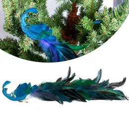 Christmas Decorations Simulate 3D Peacock Feathered Artificial Fake Bird Tree Xmas Gift Party Wedding Decor 231025