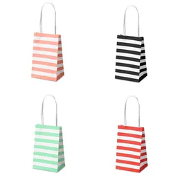 wholesale 7.5x5x12cm Striped kraft paper portable packaging bag for gifts snacks and biscuits