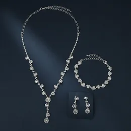 Neue heiße Kristall-Strasssteine, versilberte Halskette, glitzernde Ohrringe, Hochzeitsschmuck-Sets für Braut, Brautjungfern, Frauen, Braut-Accessoires