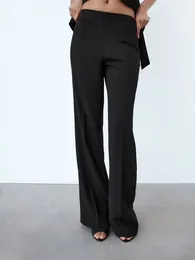 Pantalons pour femmes 2023 femmes été droit décontracté solide côté fermeture éclair pleine longueur pantalon femme élégant rue pantalon vêtements
