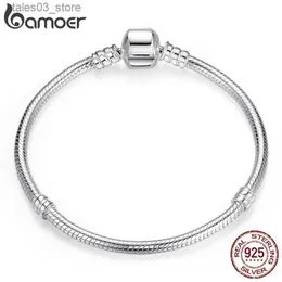 Charmarmband Bamoer Top Sale Authentic % 925 Sterling Silver Snake Chain Bangle Armband för kvinnor Lyxsmycken 17-22CM PAS902 Q231025