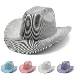 Berets Women Fedora Hats Trilby Caps Fedoras Shiny Surface Jazz Hat Western Cowboy Cow Cap Felt Blower Party Chapeau Sun