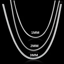 Colares de pingente encantos 1mm 2mm 3mm cadeia de cobra sólida 925 colar de prata carimbado para homens mulheres moda festa de casamento jóias gif193q