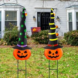 ديكورات عيد الميلاد Maggift 2 Pack Halloween Garden Decorations Metal Jack-O-Lantern Stakes مع قبعة ساحرة هالوين حديقة الزخرفة 231025