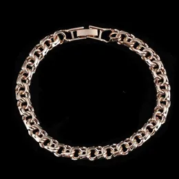 Charmarmband Bismark 585 Rose Gold Color Jewely En form av vävning Lång 7mm bred handkatenära män och kvinnor 221114214T