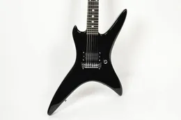 I lager Rich Stealth Legacy Chuck Schuldiner Gloss Black Electric Guitar Ebony Fingerboard Wrap Arround Tailpiece Hardtail Bridge Diamond Inlay