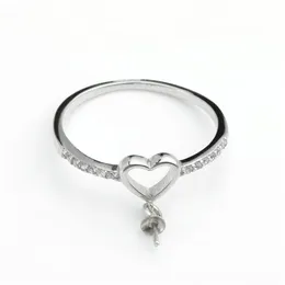 Hopearl Jewelry 925 Sterling Silver Settings Zircon Heart Ring Blank Diy Indunts Pearl Mount 3 Peaces240E