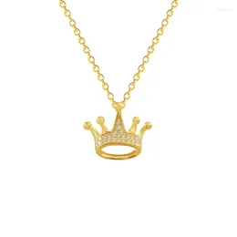 Pendanthalsband 3d Queen's Crown Zircon Chain Halsband Nimble Mors dag Kvinna Bröllop Familjevän smycken