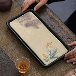 Tee Tabletts Chinesische Valet Tablett Küche Keramik Rechteck Luxus Wasser Absorbiert Vassoi Da Portata Büro Zubehör YY50
