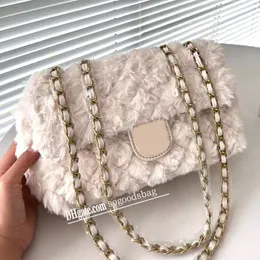 Luksusowa torba crossbody seria seria jagnięce wełna wełniana torba designerska torebka skórzana łańcuch noszący torbę na ramię jesień i zima wszechstronna torba 25 cm