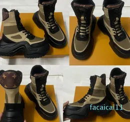 Arşiv Planı Ayak bileği Boot Siyah Süet Buzağı Deri Büyük Boy Kauçuk Dış Tabanı Kadın Tasarımcı Botlar Sportif Görünüm