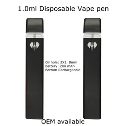 1.0ml Empty Disposable Vape Pen 280mah Rechargeable Battery Thick Oil Stater Kits 1 Gram Vaporizer Devices D7 Allow OEM Electronic Cigarettes