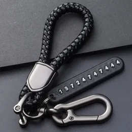 Keychains Lanyards Anti Lost Car Key Pendant Split Rings Keychain Phone Number Card Keyring Auto Vehicle Lobster Clasp Chain Accessories 231025