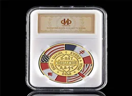 Artes e Ofícios 1994 Grande Guerra DDay Guerra da Normandia 70º aniversário 1oz Token banhado a ouro Moeda comemorativa WPccb Box7545669