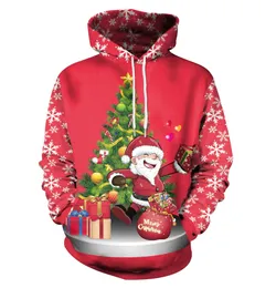 Capuzes personalizados moletons moletons vermelhos Papai Noel Red suéter de capuz de Natal com capuz de capuz 3D Printing digital suéter casual solto feminino