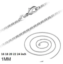 100pcs 결과 구성 요소 925 Sterling Sier Plated Link Rolo Chain Necklace with Lobster Clasps 16 18 20 22 24 인치 여성 o Jewler