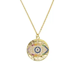 Boho 2019 Trendy Gold Classic Turkish Evil Eye Pendant 목걸이를위한 작은 화려한 무지개 CZ 세련된 여성 보석 Gifts245x