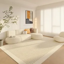 Teppich im minimalistischen Creme-Stil, saugfähig und rutschfest, Fußmatten für Schlafzimmer und Wohnzimmer, Heimdekoration, Nachttisch, Sofa, faltbar, 231024