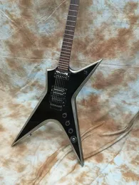 I lager tvätt dime stealth dimebag darrell svart med silverfasar elektrisk gitarr floyd ros tremolo svart hårdvara grover tuners rosenträ fretboard ingen inlägg