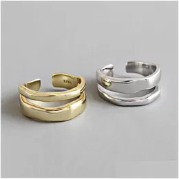 Anelli a fascia 925 Sterling Sier Affascinante catena Irregar Anello geometrico Anelli aperti in oro per donne Uomini Regali per feste Accessori Drop Delive D Otaku