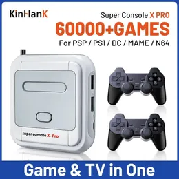 وحدات التحكم في اللعبة joysticks super console x pro retro game console 60000 ألعاب الفيديو 50 محاكاة دعم PSP/PS1/MAME/ARCADE/N64 HD OUTPUT FOR KID GIFT 231024